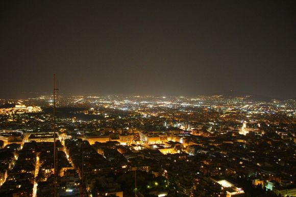 Athens night overview from Lycabettus Hill