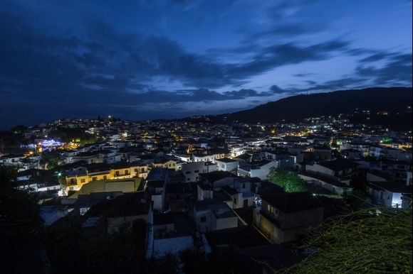 Skiathos city at night