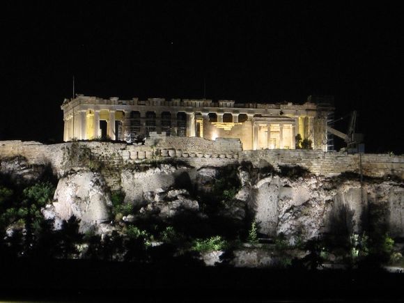 view of the Acropolis at night