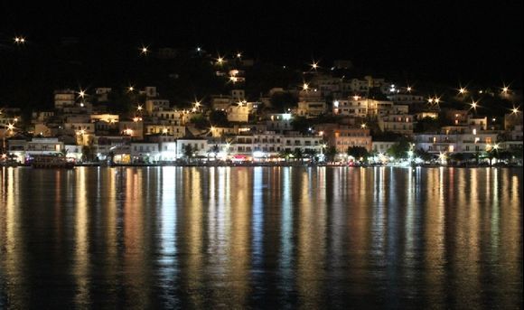 night view galatas from poros island