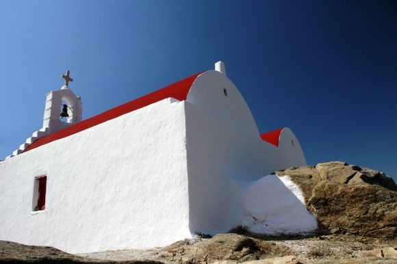 One of the churches near Old Port of Mykonos.