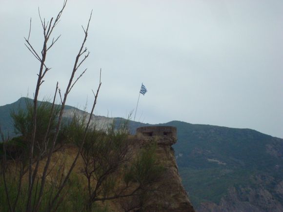 This is in Kalamaki close to where I lived for a month. The greek flag is on top, as it should be. I love this country and the people are so kind.