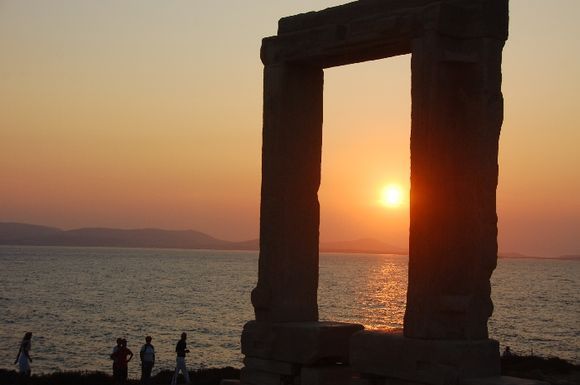 Sunset in Portara, the symbol of Naxos Island