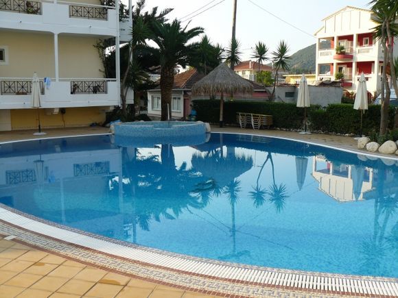 Reflexion on water. Pool at Lefko Hotel, Nidri, Lefkada