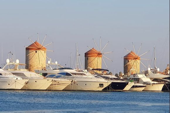 Windmills at the port of rhodes