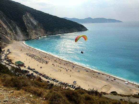 Paragliding over mirthos beach
