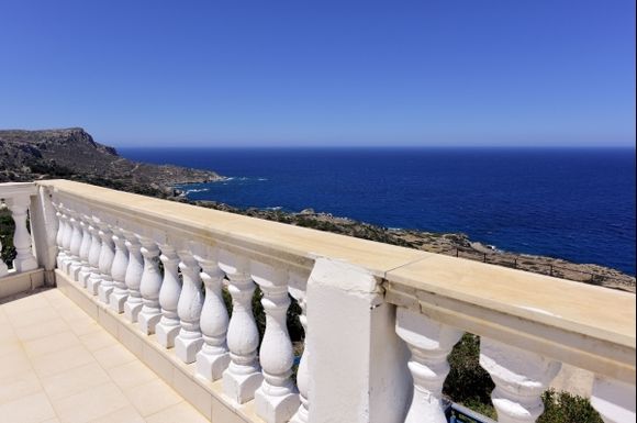 the balcony to the blue sea