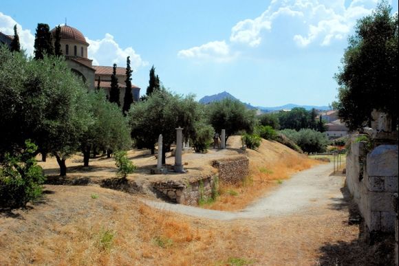 the quiet ancient Kerameikos cemetery