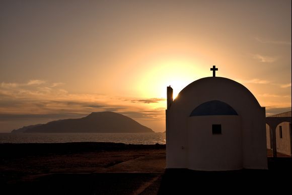 sunset at Agios Thedoros, Kassos in the background