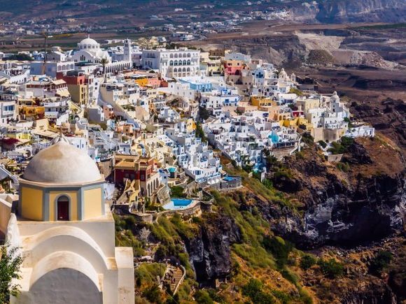 Daytime Fira Town, Santorini, Greece.