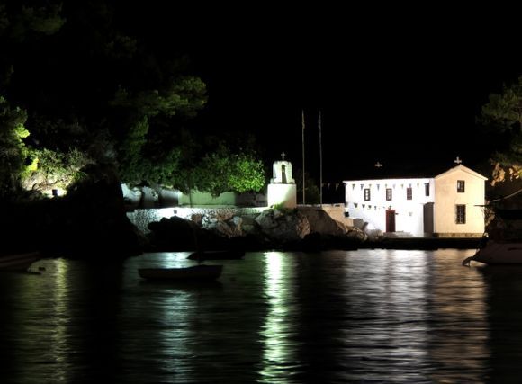 Night view of the chapel of Panagia