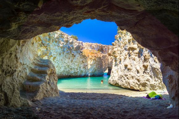 Papafragas cave in Milos island.