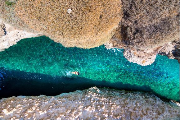 Above view of Papafragas canal, Milos