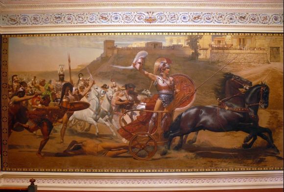 Hero Achilles on his battle chariot