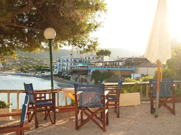 Breakfast location overlooking Agia Marina beach