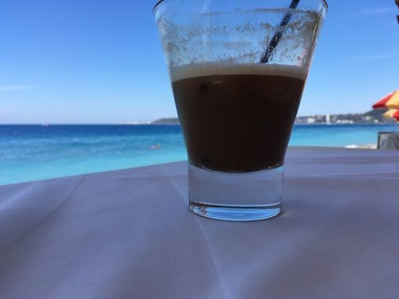 Cappuccino freddo on the beach.