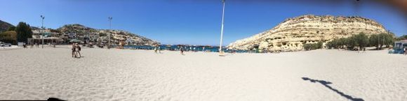 Heraklion- panoramic view of Matala Beach featuring the famous caves