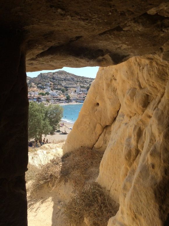 Inside the caves at Matala Beach