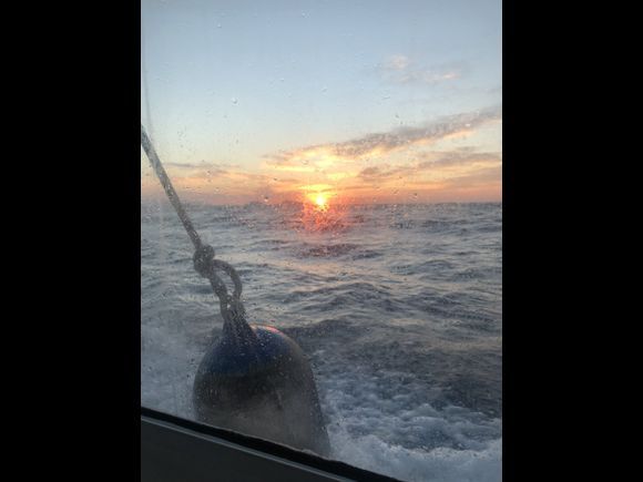 angry morning sea at sunrise 
