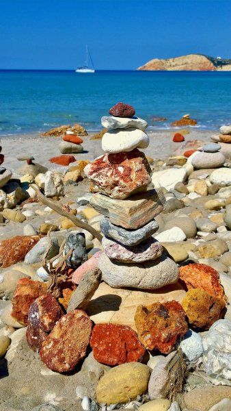 Sculpture with colorful stones