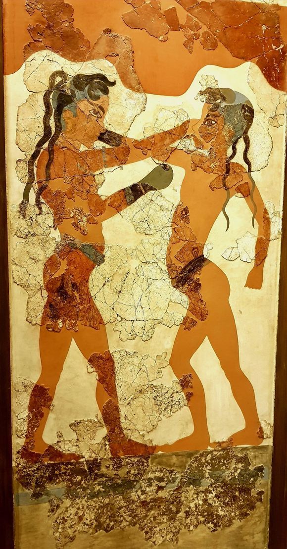 Akrotiri Fresco of boxing children in the National Archaeological Museum