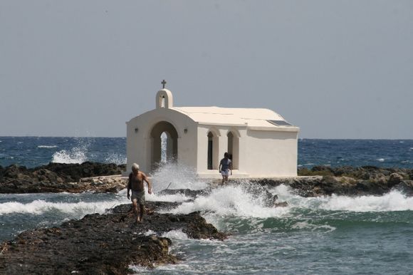 Little church at the seaside of the port of Georgioupoli on Crete