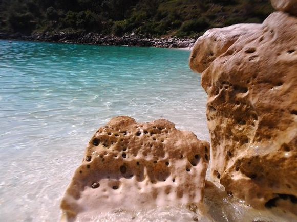 Stone at marble beach