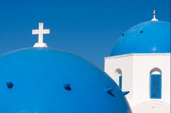 Santorini blue hemispheres