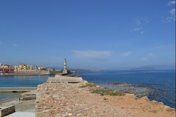 Lighthouse and harbour wall