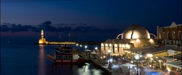 Chania (xania) harbor and remain of Turkish mosque