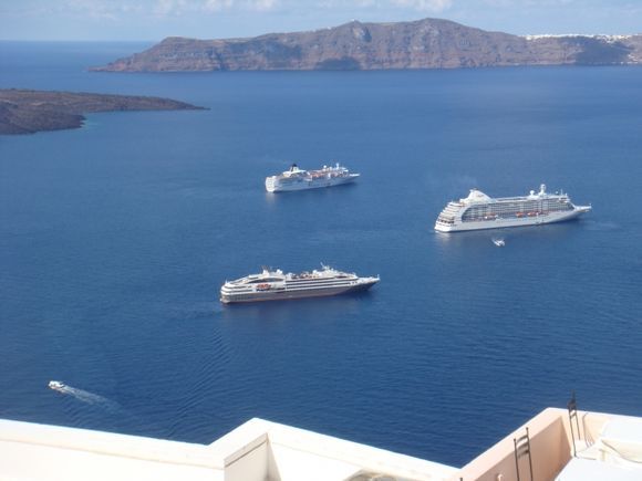 Ships on Caldera, Santorini