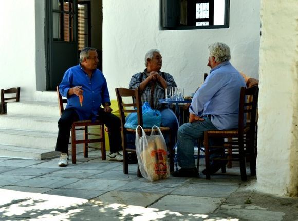Greek men having their coffee