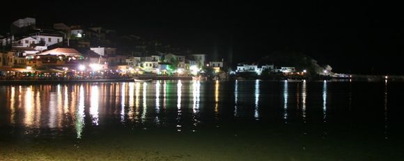 Poseidon Hotel Kokkari Samos Greece by night.