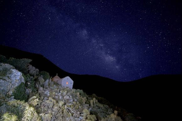 the little church, the milky way and the candle