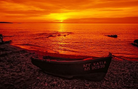 Taken of a beached fishing boat at Voula with use of an orange filter