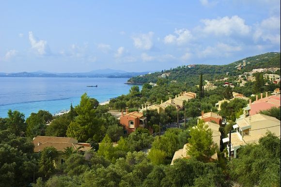 Panorama of the resort in Corfu