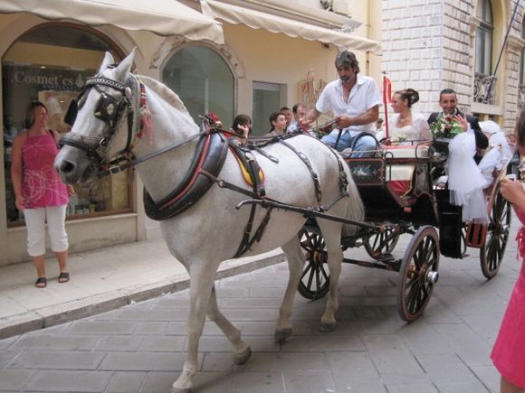 Bride and groom in Corfu town