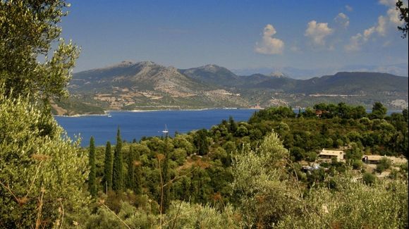 View down to the east coast of Lefkada from the Village of Katouna