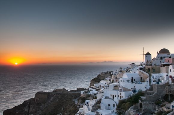 The spectacular sunset at Oia in Santorini. I had to swim in the crowd to find a spot where I could take this shot.