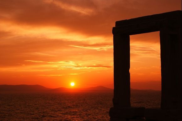 Naxos Portara at Sunset