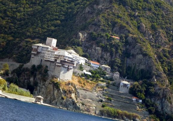 The Monastery of Dionysiou on Mount Athos from the boat.  Honestly!!
