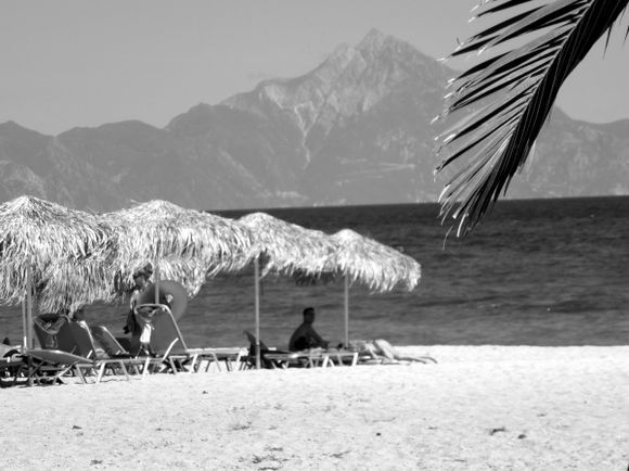 A view of Mount Athos from Sarti beach on Sithonia.