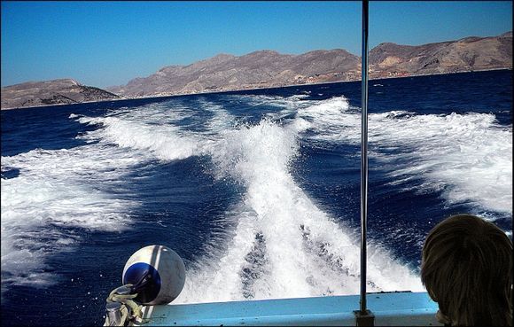 Leaving Kalymnos in our wake.