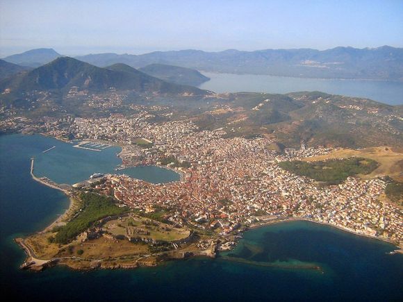 Mytilene, the capitol of the island of Lesvos from above