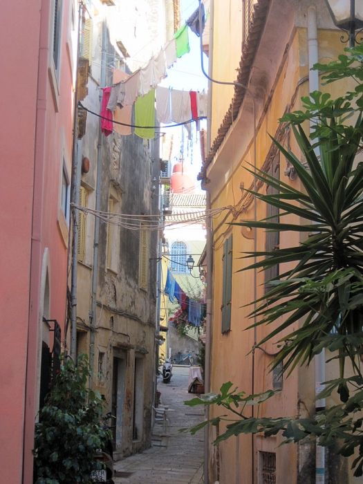Narrow street in Corfu town