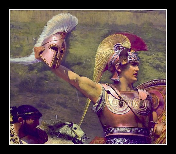 Achilles showing Hector\'s helmet