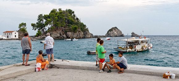 Time off - locals of Parga on the dock