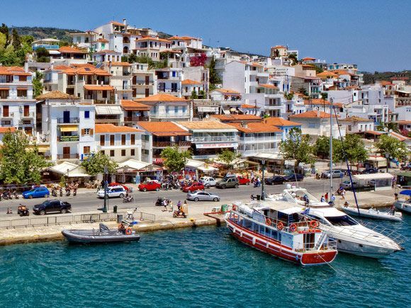 Skiathos port - view from the ferry