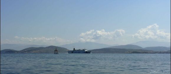 Ferry going pass at Kassiopi...