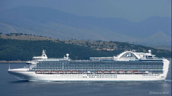 Big Cruise Ship going past Villa...